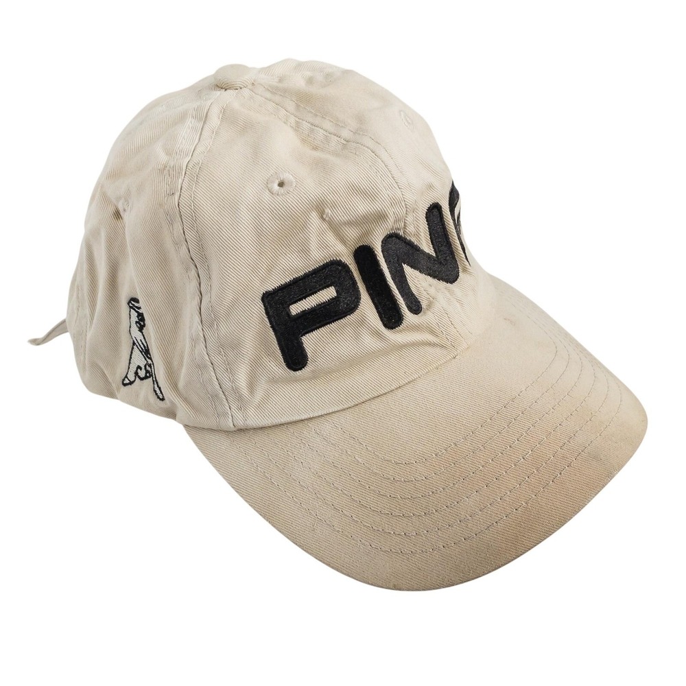 PING G2 Golf Hat Mens Adjustable Tan Embroidered Logo Strapback Cotton